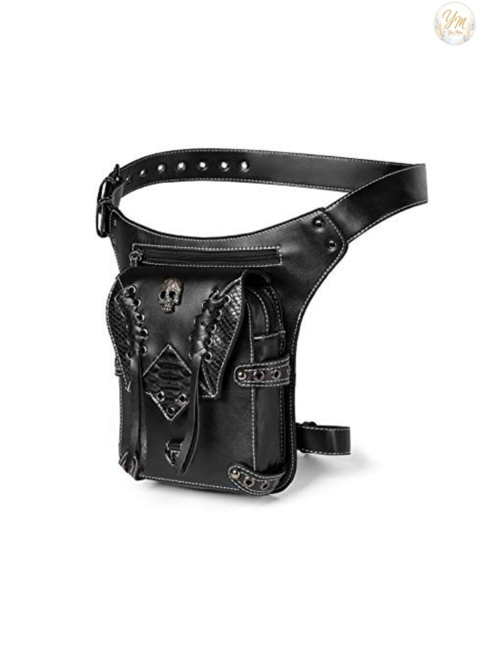 Gothic Faux Leather Waist Pack Fanny Crossbody Bag